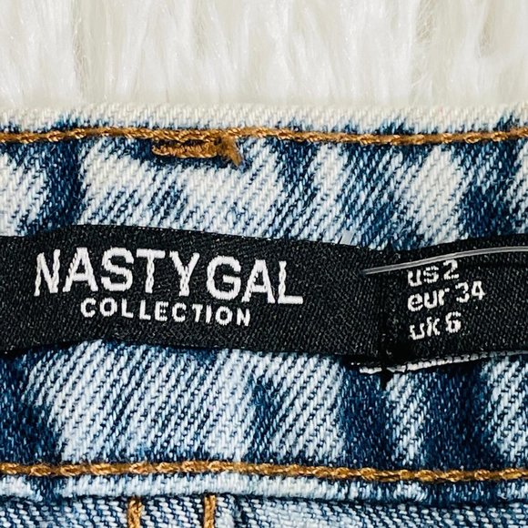 Nasty Gal Wash Me Work Blue Denim Mini Skirt NWT - Picture 10 of 13